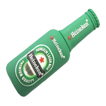 Promotional Beer Bottle Shaped PVC USB Flash Drive, 84.7*26.917.4mm, with 1-8GB, Wholesale