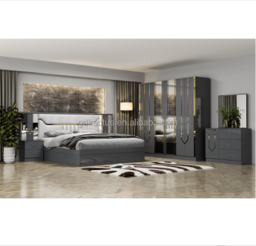 2024 Modern Gray Elegant Bedroom Furniture Sets - Simple Home Mirrored Furniture