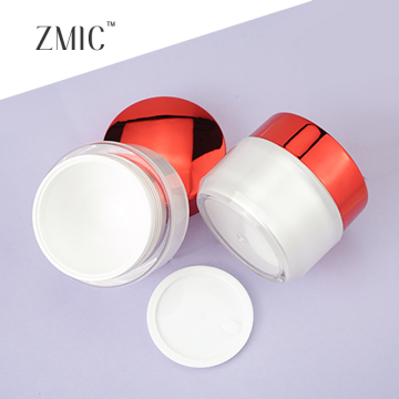 Shiny Metallic Red Double Wall Cream Jars with Screw Cap for Face Cream