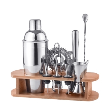 Stainless Steel Bartender Kit: Shaker, Jigger, Strainer, Mixer Spoon & Cocktail Shaker Set