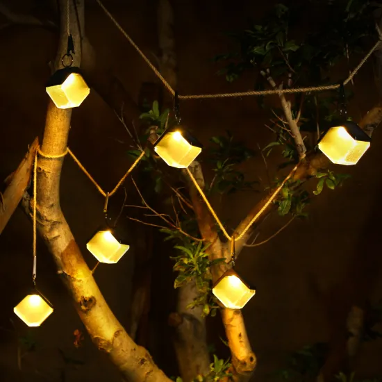 Solar-Powered Ice Brick Pendant Lights for Gardens and Villa Atmosphere