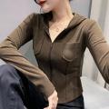 Korean version of the slim long-sleeved women's tops