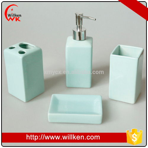 4pcs hotel colorful ceramic bathroom accessory set