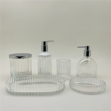 Ensemble d&#39;accessoires de salle de bain en verre 6pcs