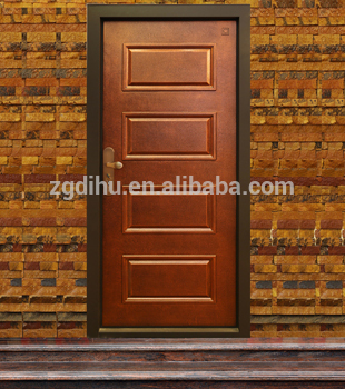 Exterior door with cast aluminium sheet