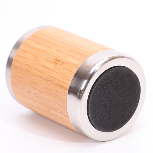 Caneca de café de aço inoxidável de 300ml de bambu com tampa