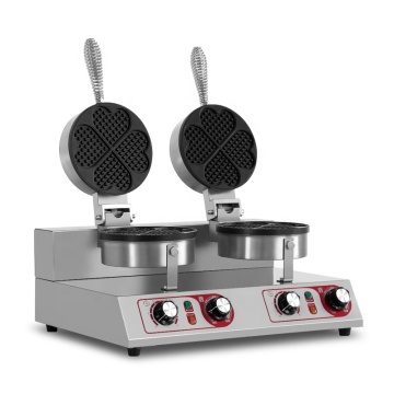 CE OEM tezgahı üst kalp şekli 2kw çift waffle yapımcısı