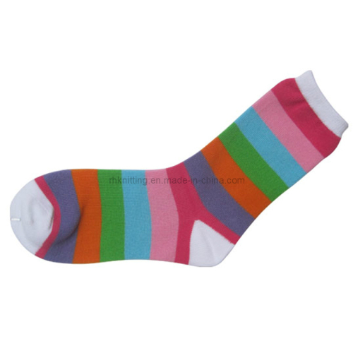 Girl Cotton Socks with Fancy Stripes CS-169