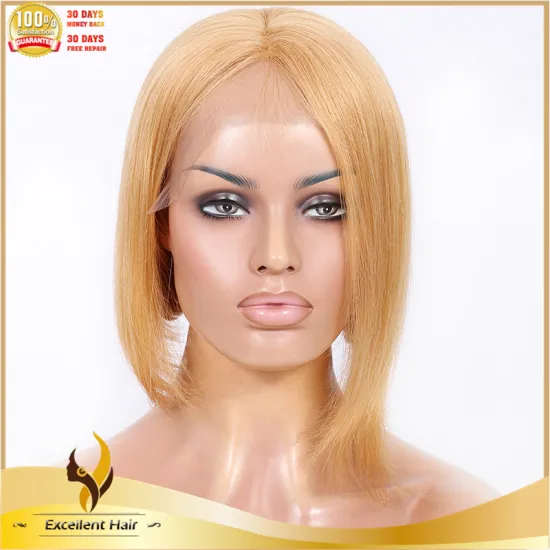 New fashion blonde brazilian hair color 27 human hair short bob lace front wig