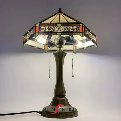Antique Tiffany Style Desk Lamp with Floral Design