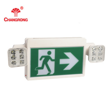 Rechargeable LED Fire Emergency Light Combo with Two Heads and Exit Spot Light