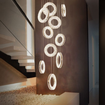 Luxury Modern Crystal Chandelier for Lamp Stairs in a Living Room or Hotel Villa