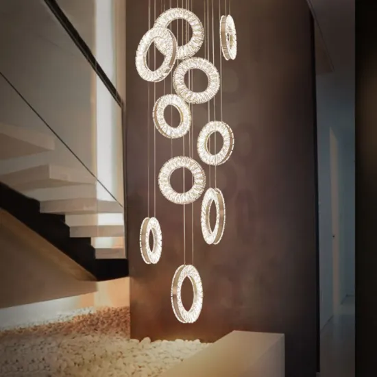 Luxury Modern Crystal Chandelier for Lamp Stairs in a Living Room or Hotel Villa