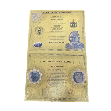 Rare Zimbabwe $1,000,000,000,000 (One Trillion) Banknote with Gold Foil: Unique Plastic Certificate in Big Size