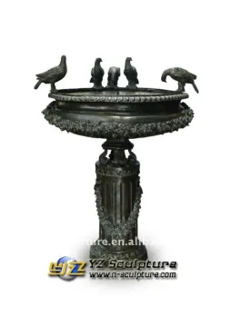 Western Cast Bronze Fountain Sculpture With Birds