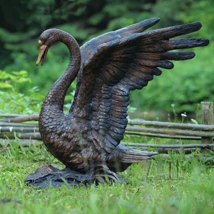 Hot Casting Five Life Size Copper Animal Statue Bronze Swans Flying Sculpture