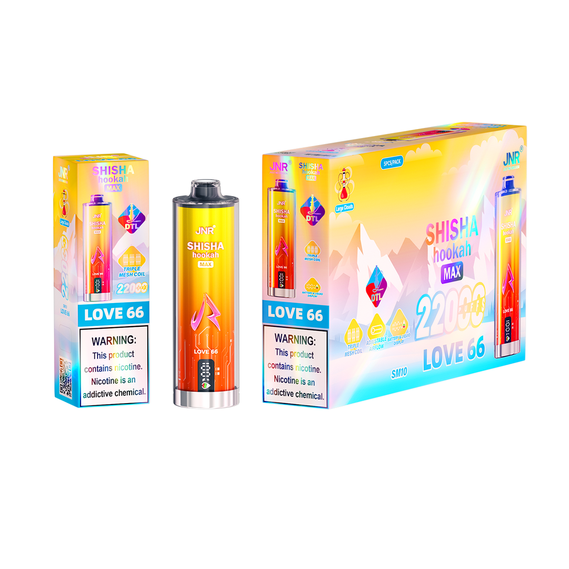 Jnr shisha hokah अधिकतम 22000 पफ्स डिस्पोजेबल वेप