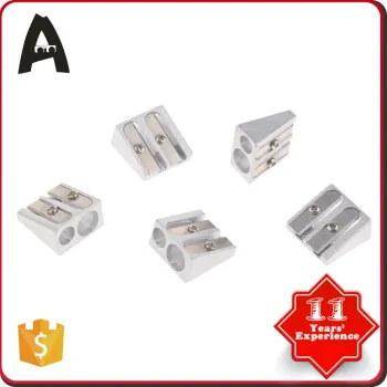 Two holes metal pencil sharpeners stationary for kids silver blade adult pencil sharpeners novelty