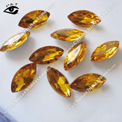 13x27mm Oval Crystal Topaz Color Fancy stone Marquis Rhinestone Crystal for Shoes Decoration