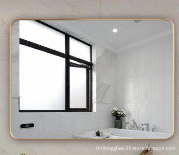 Wall mounted black metal frame gold floor full length Mirror for home