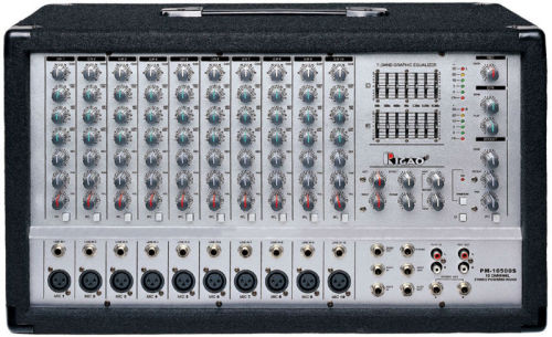 wooden case powered mixers with 10 channel, 200W output