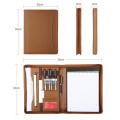 Zipper Pu Leather Business Loose Leaf Portfolio Organizer