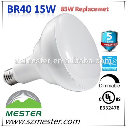 UL cUL ES E26 Dimmable 120V 1050lm 15 Watt LED BR40