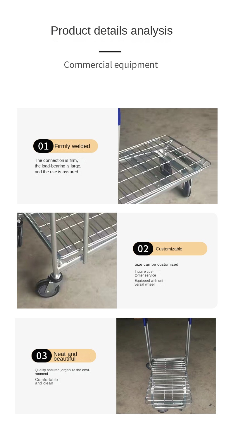OEM Customizable Four-Wheel Metal Shopping Cart with Platform Factory Supply for Convenience Stores Wholesale Available