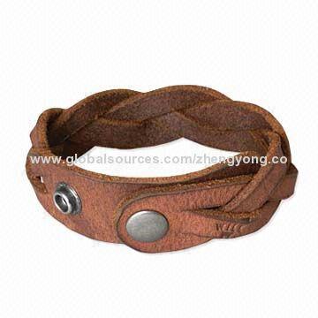 Simple Cowhide Braided Leather Wrap Band/Bracelet, OEM/ODM Services Provided