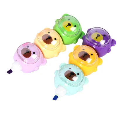 Cute Bear Multicolor Highlighter Pens - Neon and Pastel Colors
