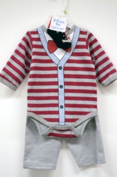 2014 New Boy Baby Set Long Sleeve Red Bow Tie Fringe Children Outlet Clothing