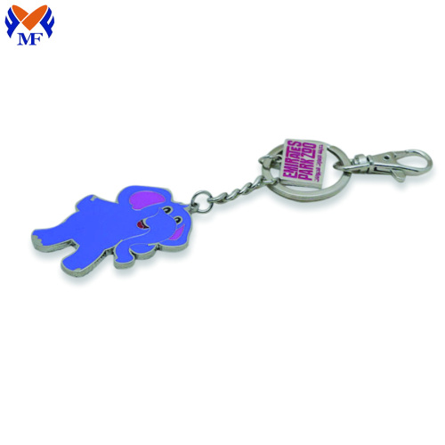 Metal Custom Nameplate Design Elephant Colorful Keychain
