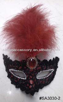 fashion plastic carnival holiday hair jewelry fox mask with feather flower