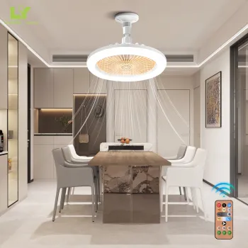 3-Color Changing LED Ceiling Fan Light E27 Base 260mm Diameter Remote Control