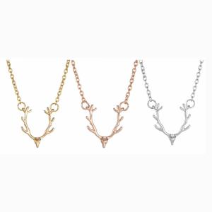 Bois d&#39;or argent cerf clavicule collier simple mode tête de wapiti alliage d&#39;or rose réglable belle animal collier femmes