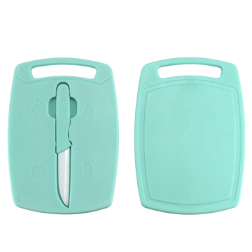 2 PCS Portable Stainless Steel Knife and Ceramic Knife Set with Chopping Board for Eco-Friendly Food Cutting