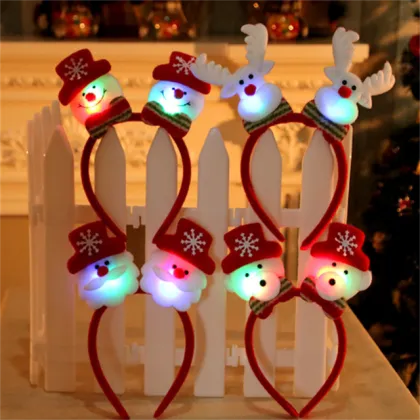 LED Light Up Christmas Santa Reindeer Snowman Bear Headband