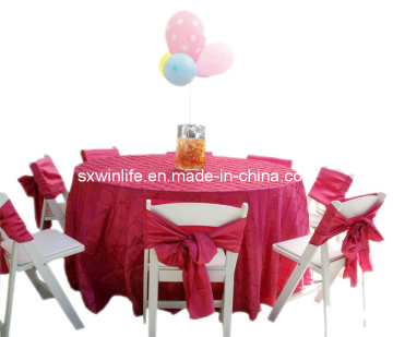 100%Polyester Popular Wedding Table Cloth Pintuck Design Table Cloth for Party&Banquet (WLTC003)