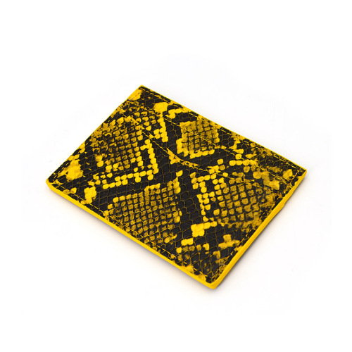 Bright Yellow Color Python Leather Credit Card Holder