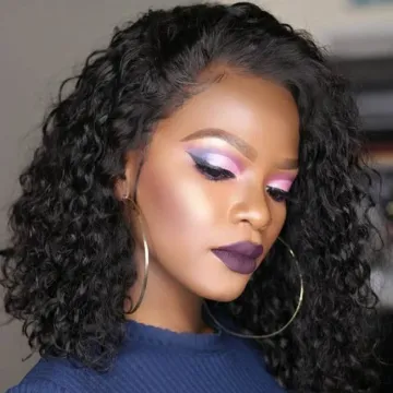 Wholesale  Lace Front 100% Human Hair wigs  Virgin Hair 150% Density Short Bob Wigs For Black Women Curly  Bob Wigs