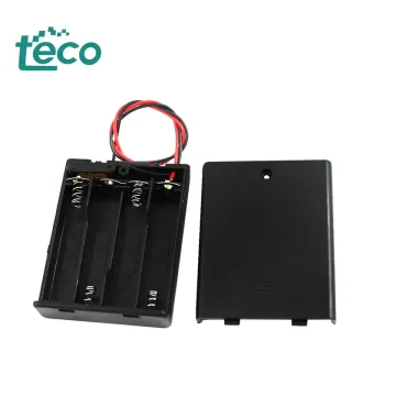 4 Pack AAA -batterijhouder met deksel- en draadkabels voor 6V voeding