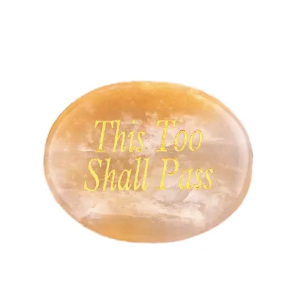 35X45MM Oval Engraved Inspirational Words(This too Shall Pass) Reiki Healing Crystal Carved Inspirational Word Worry Stone