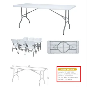6FT Rectangle Plastic Trestle Folding Table with Stable HDPE Top