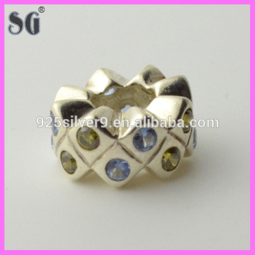 925 authentic silver charm colourful zircon nice spacer jewelry beads