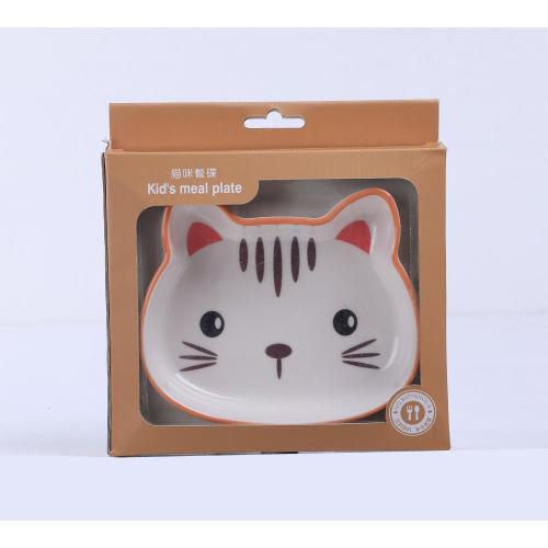 Bol de service en plastique mélamine durable pour enfants en forme de chat