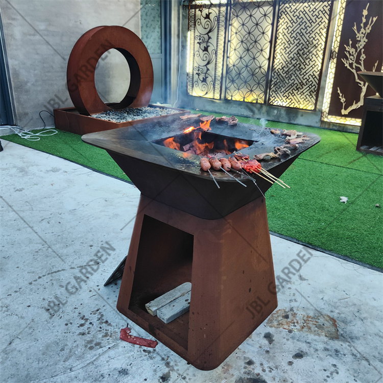 Customized Corten Steel Barbecue Charcoal Garden BBQ