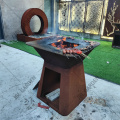 Black Corten Steel Outdoor Wood Charcoal BBQ