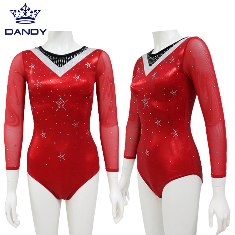 Kwazvino Makwikwi Rhinestone jimunastiki leotard