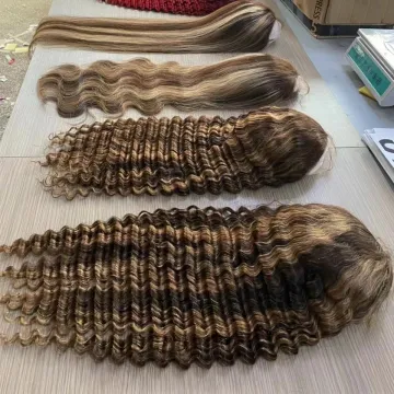 Blonde 30 Inch Long Straight Brown 13X4 Transparent Lace Highlighted Human Hair Wigs 10a Highlight Body Wave Hair Full Wig