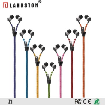 Colourful metal zipper earphone wholesale for iphone 5 6 with mic, earbuds for iphone 6 zipper earphone